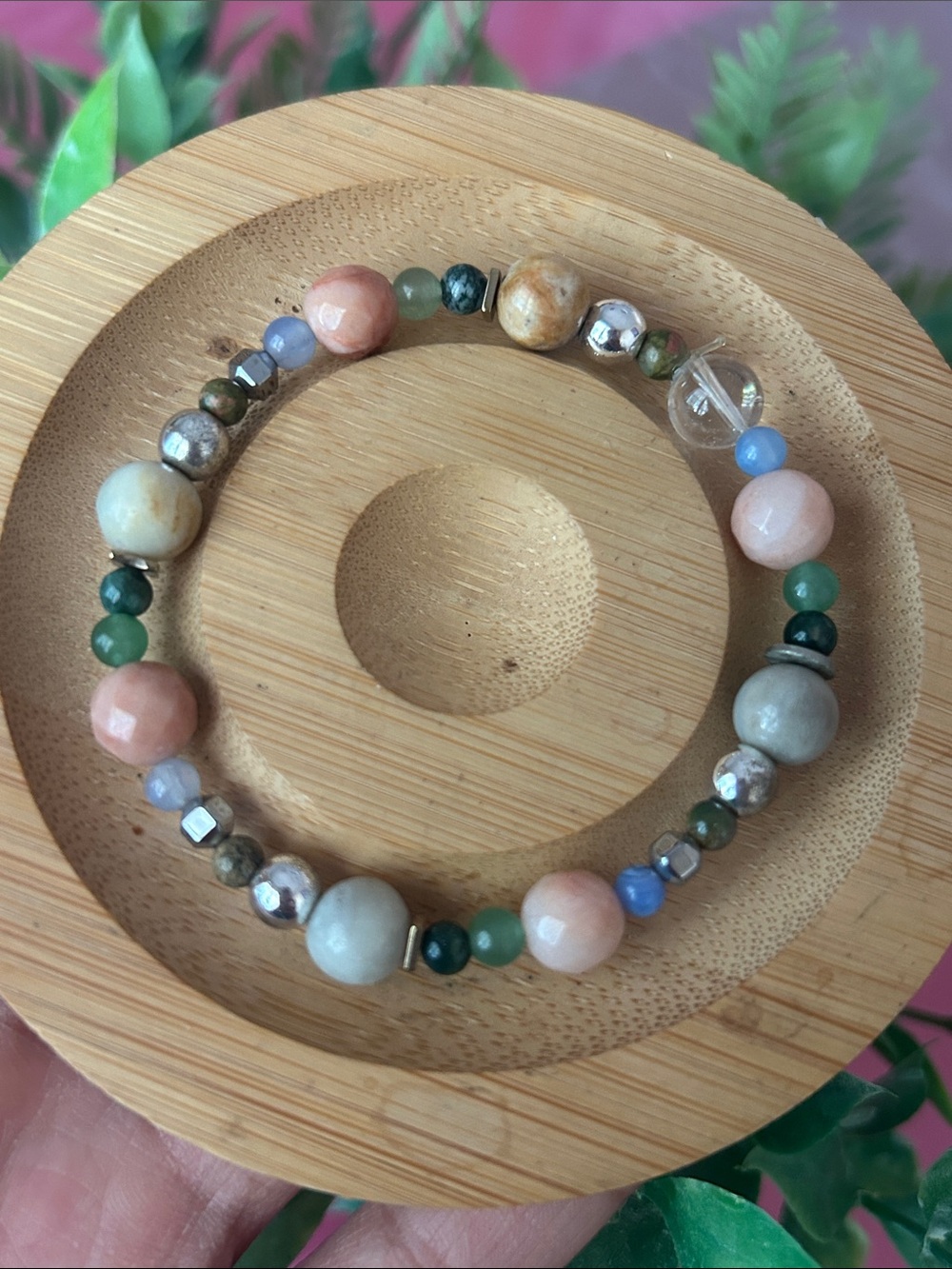 Multicolored gemstone beaded stretchy bracelet